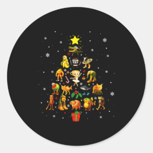 Pegatina Redonda Árbol de Navidad del Meme de Rotura Cerebral Itali