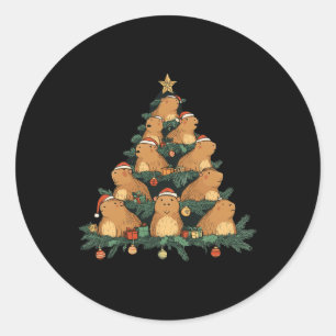 Pegatina Redonda Árbol de Navidad divertido Capybara