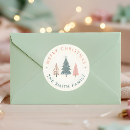 Pegatina Redonda Árbol de Navidad escandinavo moderno