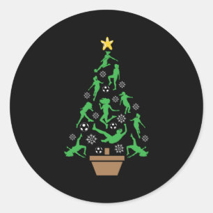 Pegatina Redonda Árbol de Navidad femenino de fútbol Chicas