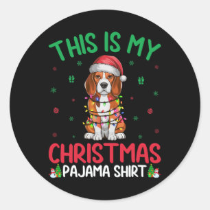 Pegatina Redonda Árbol de Navidad feo ilumina a Navidades de perro 