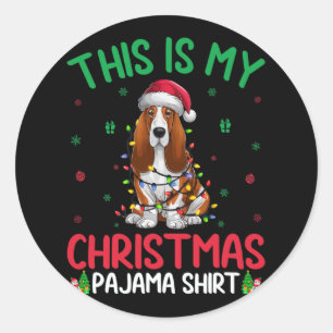 Pegatina Redonda Árbol de navidad feo ilumina la Navidad de perro p