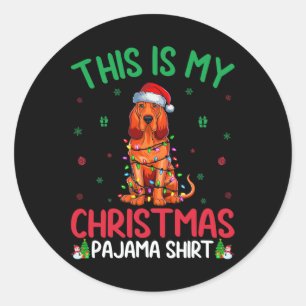 Pegatina Redonda Árbol de Navidad feo ilumina la Navidad de perro s