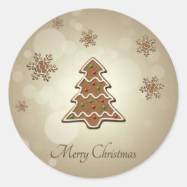 Pegatina Redonda Árbol de Navidad Gingbread