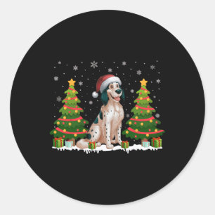 Pegatina Redonda Árbol de navidad ilumina a perro guardián inglés S