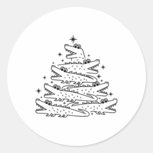Pegatina Redonda Árbol de navidad lagarto dulce