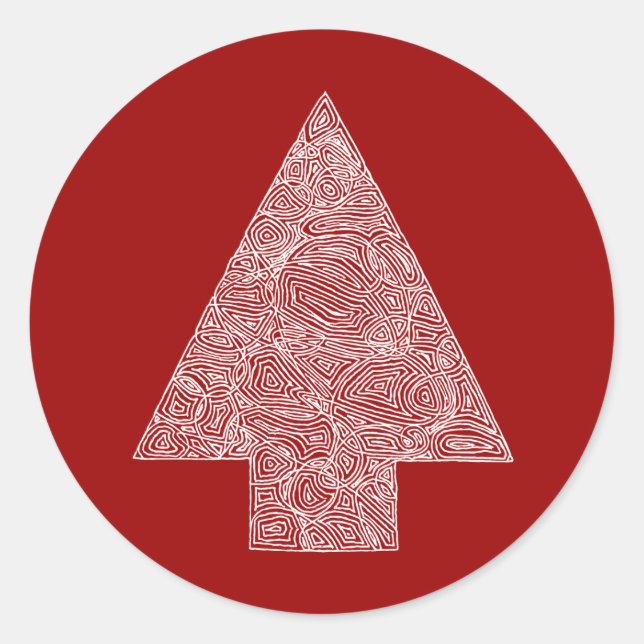 Pegatina Redonda Árbol de Navidad moderno (Anverso)