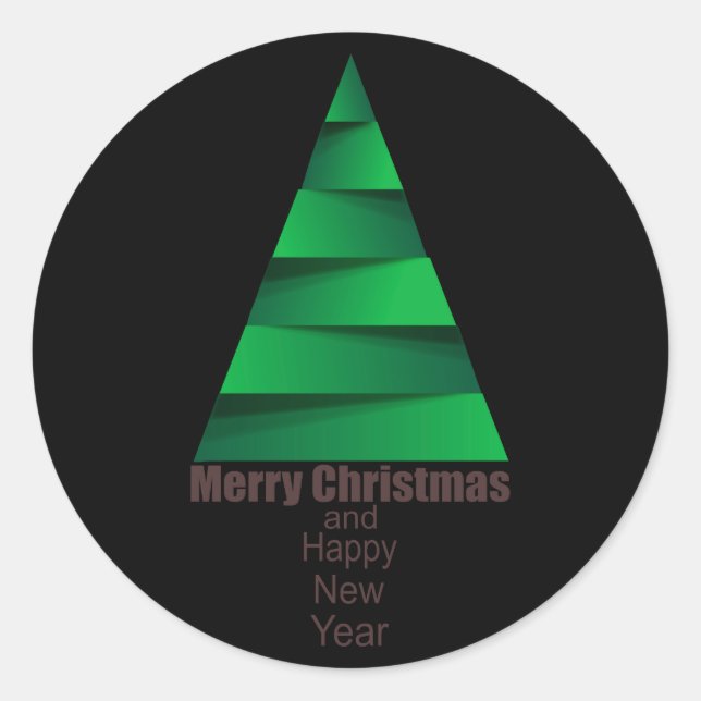 Pegatina Redonda Árbol de Navidad moderno (Anverso)