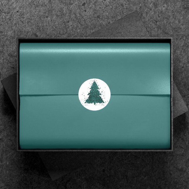 Pegatina Redonda Árbol de Navidad Moody | Verde oscuro medianoche V (Subido por el creador)