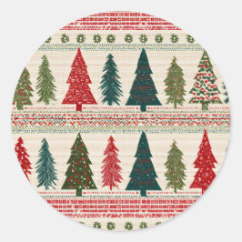 Pegatina Redonda Árbol de Navidad Patterado