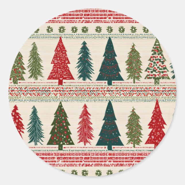 Pegatina Redonda Árbol de Navidad Patterado (Anverso)