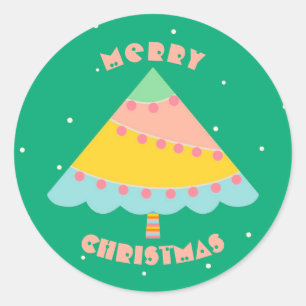 Pegatina Redonda Árbol de Navidad personalizado