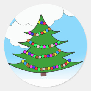 Pegatina Redonda Árbol de Navidad personalizado