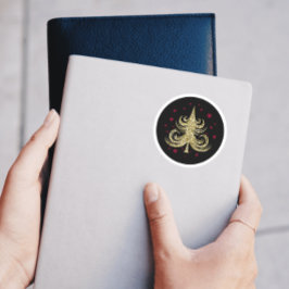 Pegatina Redonda Árbol de Navidad Purpurina de oro