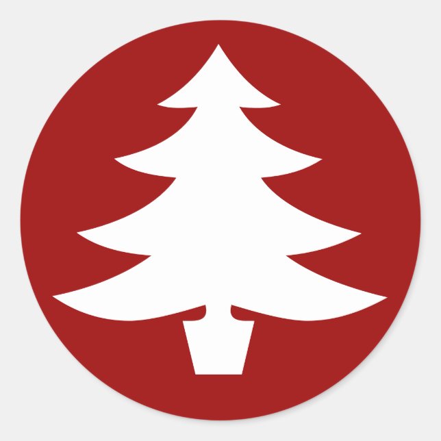Pegatina Redonda Árbol de Navidad, Rojo (Anverso)