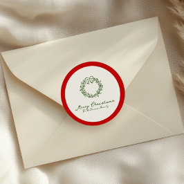 Pegatina Redonda Árbol de Navidad Rojo y Verde