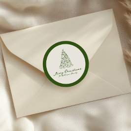 Pegatina Redonda Árbol de Navidad Rojo y Verde