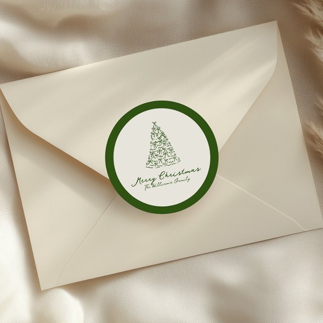 Pegatina Redonda Árbol de Navidad Rojo y Verde (Subido por el creador)