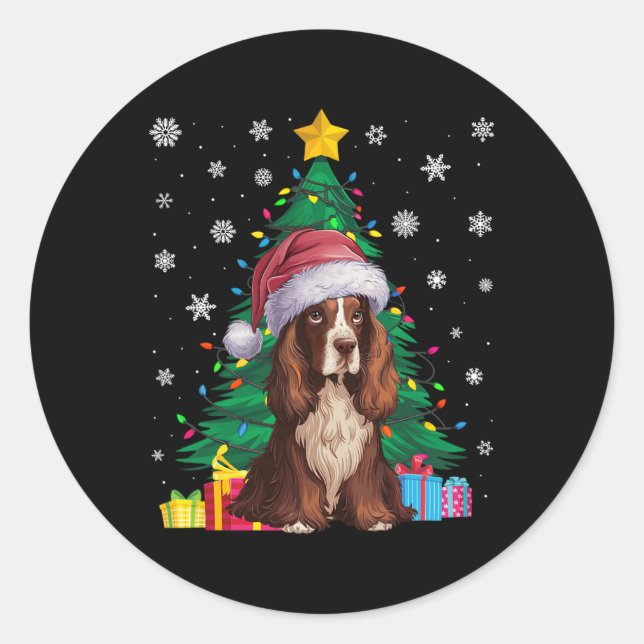 Pegatina Redonda Árbol de navidad sudoroso ilumina boykin spangelin (Anverso)