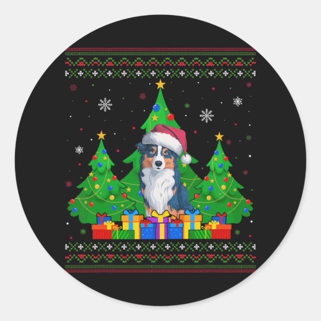 Pegatina Redonda Árbol de navidad sudoroso Santa Hat jabón australi (Anverso)