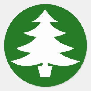 Pegatina Redonda Árbol de Navidad, verde