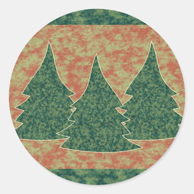 Pegatina Redonda Árbol de Navidad Verde (Anverso)