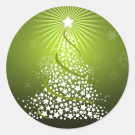 Pegatina Redonda Árbol de Navidad Verde Vector