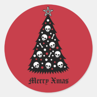 Pegatina Redonda Árbol de navidades oscuras