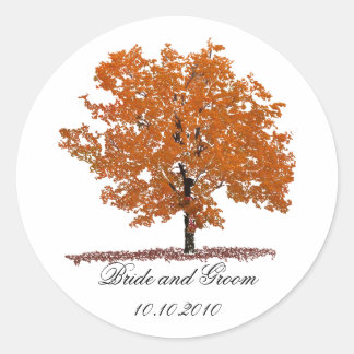 Pegatina Redonda Árbol de otoño