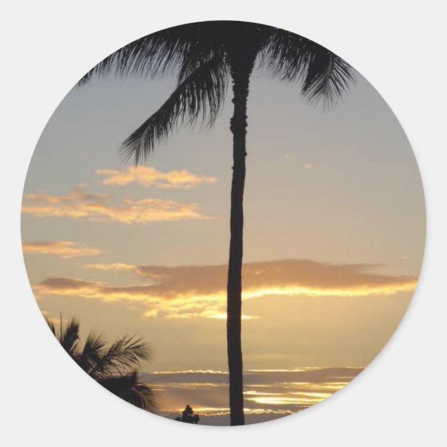 Pegatina Redonda Árbol de palma (Anverso)