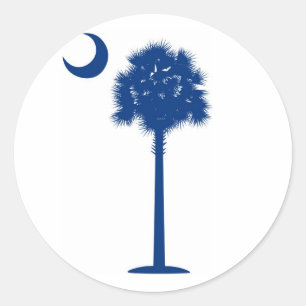 Pegatina Redonda Árbol de Palmetto Azul de Carolina del Sur