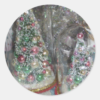 Pegatina Redonda Árbol de pincel de botellas antiguas