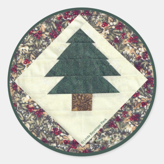 Pegatina Redonda Árbol de pinos sin labrar (Anverso)