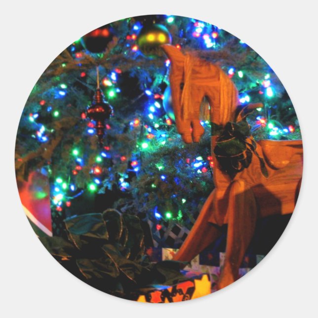 Pegatina Redonda Árbol de regalo 4 (Anverso)