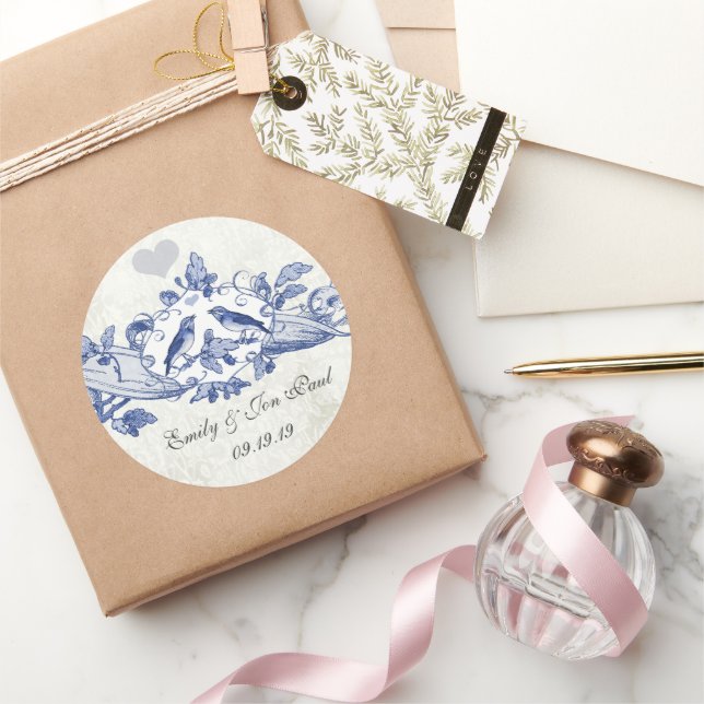 Pegatina Redonda Árbol de roble Desplazamiento Naval Aves Pegatinas (Regalar)