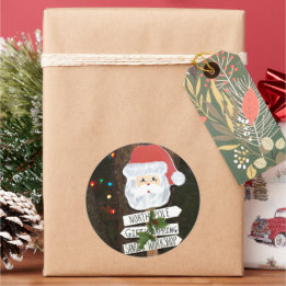 Pegatina Redonda Árbol de Santa Claus enciende polo norte