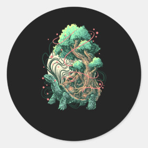 Pegatina Redonda Árbol de tortugas