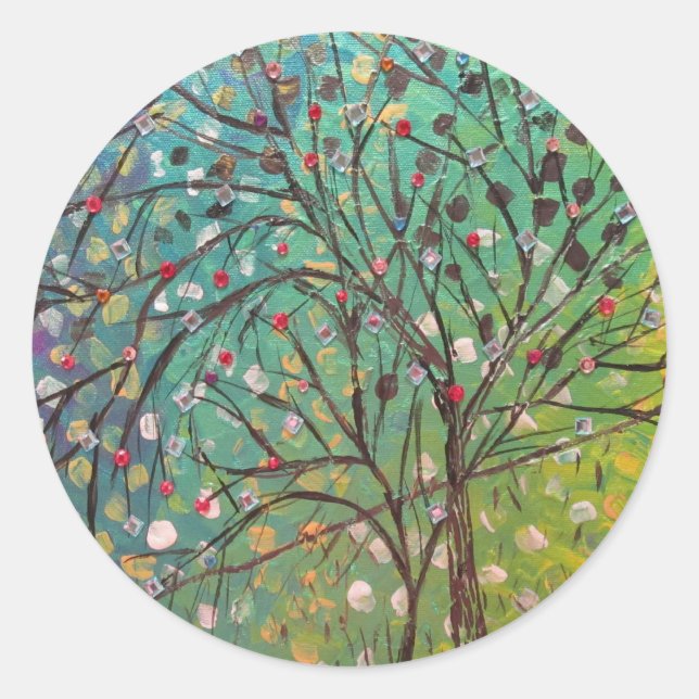 Pegatina Redonda Árbol de vida (Anverso)