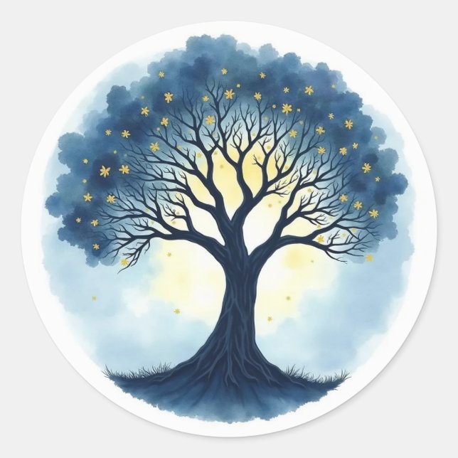 Pegatina Redonda Árbol de vida (Anverso)