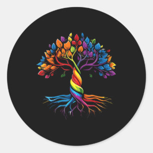 Pegatina Redonda Árbol De Vida Arcoiris Lgbt Bandera Del Orgullo Ga