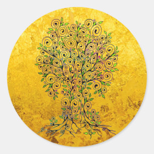 Pegatina Redonda Árbol De Vida - Espirales Salen Frutas 1