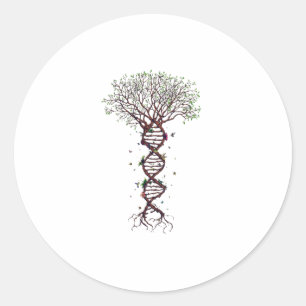 Pegatina Redonda Árbol de vida Genética de ADN Entorno de Biolog