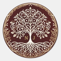 Árbol de vida Rústico Boda Celta Rojo Oscuro