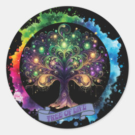 Pegatina Redonda Árbol de vida v2