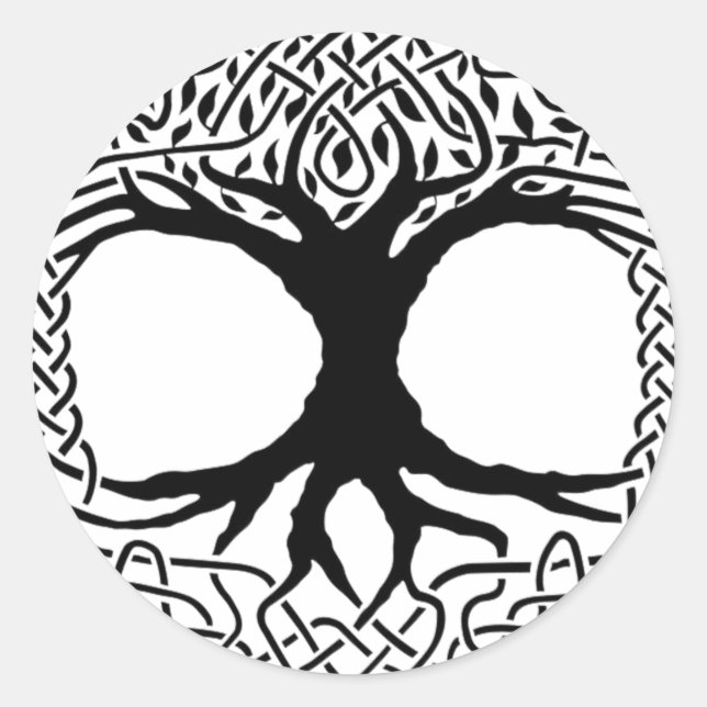 Pegatina Redonda Árbol de vida Yggdrasil Norse wicca mitología (Anverso)