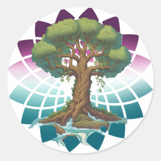 Pegatina Redonda Árbol de vida zen