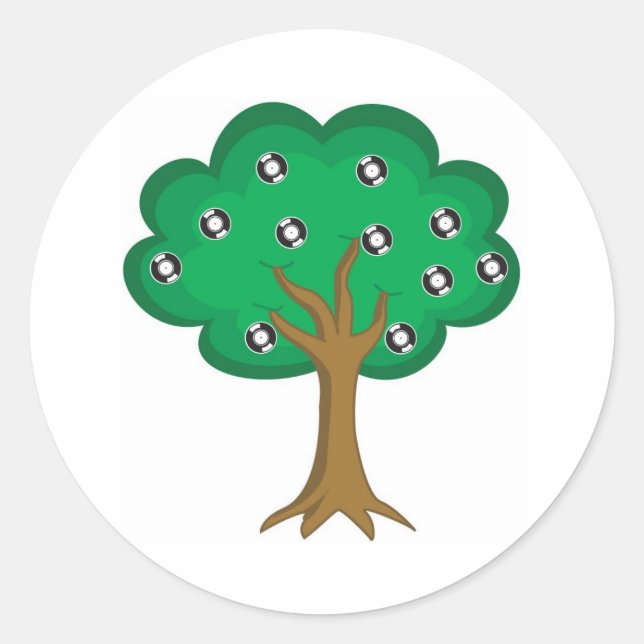 Pegatina Redonda Árbol de vinilo (Anverso)