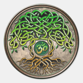Pegatina Redonda Árbol de yoga de la vida
