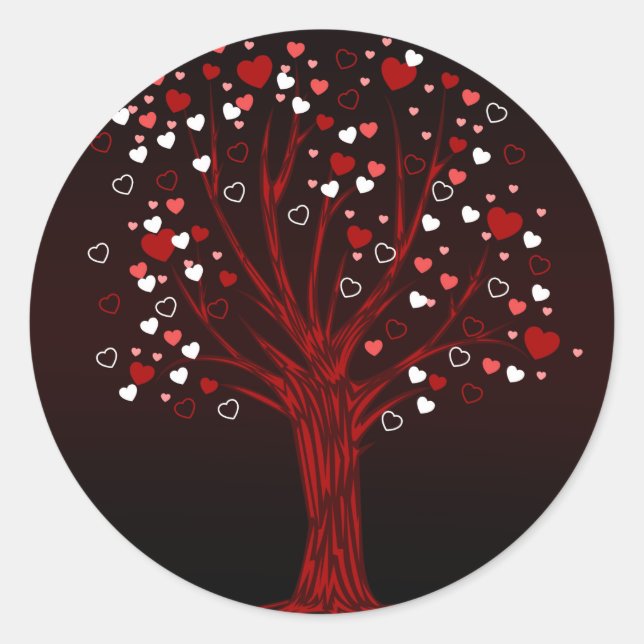 Pegatina Redonda Árbol del corazón (Anverso)