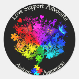 Pegatina Redonda Árbol del espectro autista